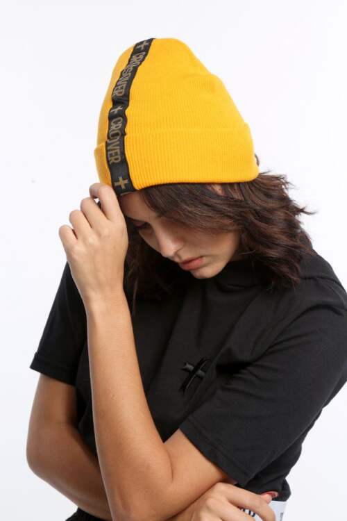 Beanie Hat Gold Letters Yellow